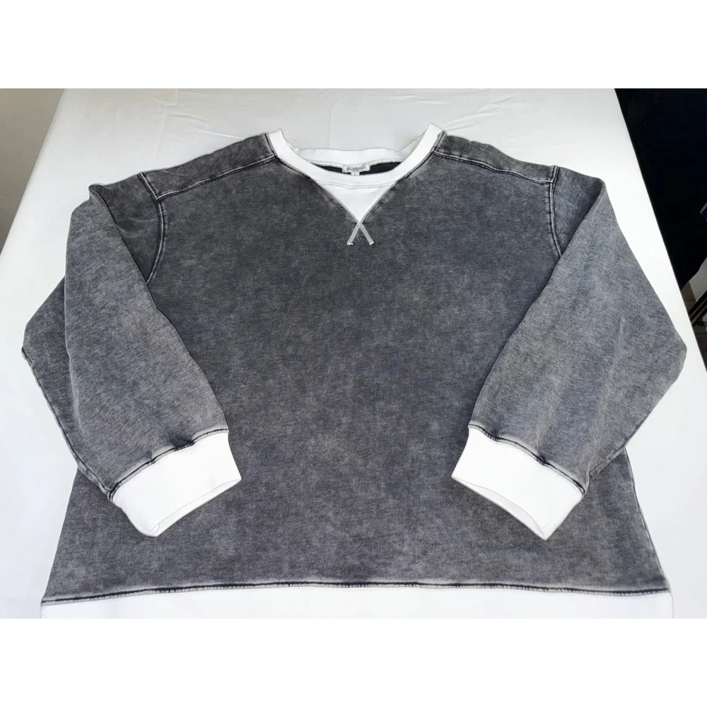 White‎ Birch Mineral Wash Sweatshirt Womens Large Charcoal Grey Cotton T10903XL